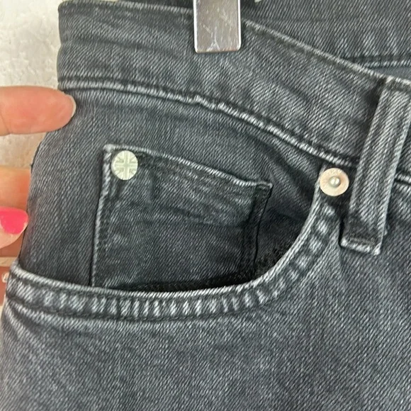 Hudson Luxe Crop Riley Relaxed color virt Straight Black Jeans 29 - Picture 4 of 9